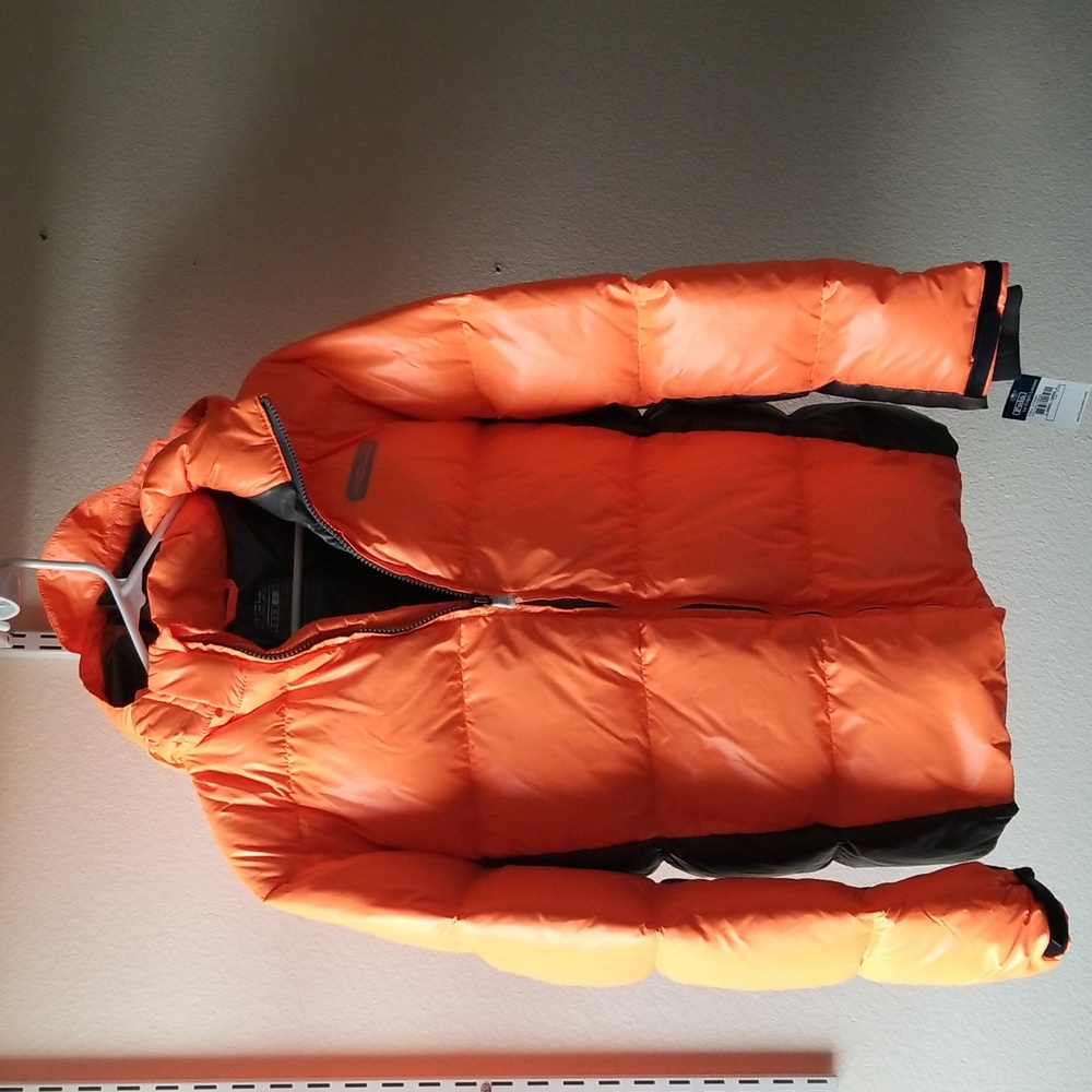 NWT Polo Ralph Lauren orange puff jacket Large 14-16